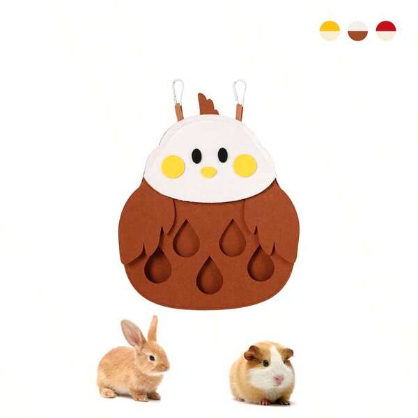 ITANDME Rabbit Hay Feeder Bag - Multiple Hole Chew-Resistant Guinea Pig Hay Holder - Large Capacity & Easy To Clean - Cute Animal Shapes Small Pet Feeding Bag For Guinea Pigs Bunnies