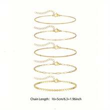 Gold Bracelets For Women,Gold Plated Stackable Bracelet Stack Set Adjustable Charm Paperclip Chain Cuban Link Layered Waterproof Jewelry Sets Gifts For Womens - Vàng - Xem 4