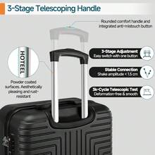 tooluck 5 Piece Luggage Sets ABS+PC Hard Shell Suitcases Travel Packing Box With Wheels TSA Aproved Lock And Carry On Bags Wash Bag Travel Suit Case Set For Men And Women,Black - 黑色 - 查看 8