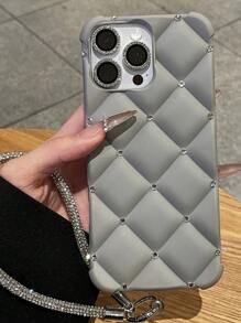 Apple Luxury Glitter Quilted With Shiny Strap Phone Case Compatible With IPhone 15 Pro Max 13 14 12 11 16