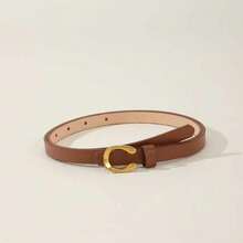 豹纹字母 U 型合金扣女士细腰带 - 适合休闲、商务、约会、派对 - 四季通用女士腰带设计师腰带女士时尚腰带黑色腰带女士腰带连衣裙腰带女式 PU 皮革 - 彩色 - 查看 8