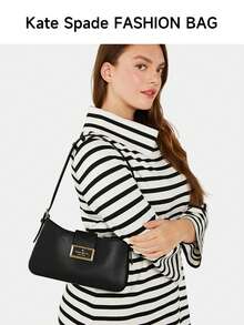 Kate Spade 女士单肩包钱包手提包流浪包素食皮革斜挎包女士钱包带可调节肩带和拉链开合 - 黑色 - 查看 2