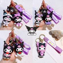 Sanrio 1pc Sanrio Kuromi Silicone Keychain Pendant, Cartoon Cute Bag Keychain Pendant Small Gift,
