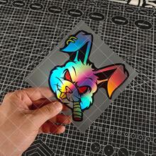 1pc Evil Rabbit Sticker - Made Of Waterproof Vinyl Material With Fierce Glowing Red Eyes, Rainbow Gradient Design, Laser Theme. Suitable For Motorcycles, Scooters, Cars, Laptops, Helmets, Vehicle Customization, Scooter Accessories - one-size - View 4