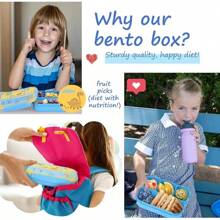 Lunch Box Kids, Bento Lunch Box For Girls Boys School, Lunch Containers For Adults Kids With 4 Compartments, Sauce Container, Utensils, Food Picks And Muffin Cups, Blue Dinosaur The Packaging Box Features A Green Lunchbox Cover But Contains