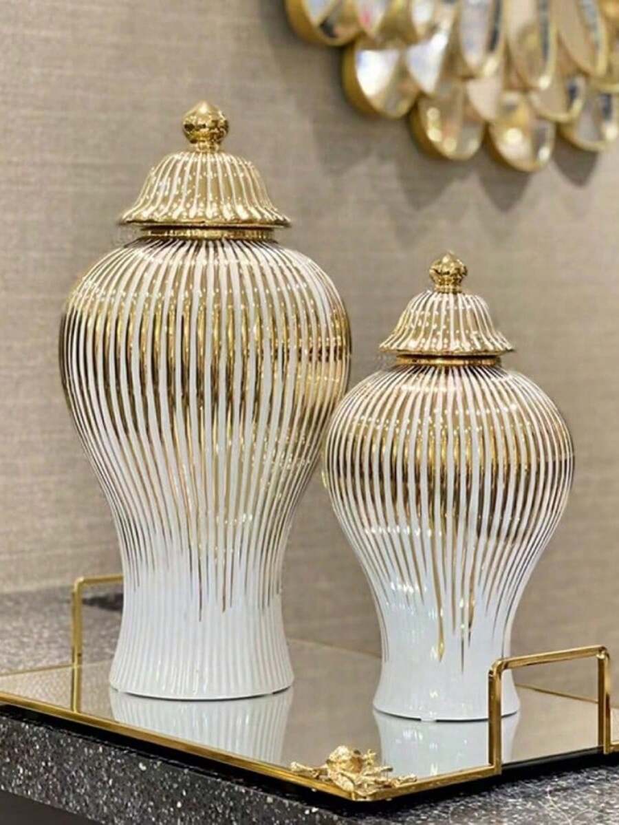 Bình hoa gốm tráng men vàng, đèn trang trí nhà sang trọng hiện đại cho phòng khách mùa hè, Ngày của Mẹ và phong cách theo mùa - Nhiều màu - Xem 1