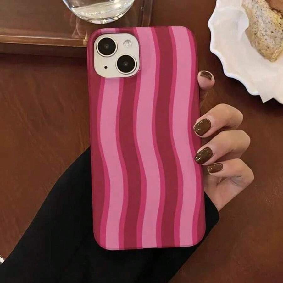 条纹莓红色波浪苹果 16 手机壳苹果 15 小众 14 Promax 电影 13 硬壳 12 极简主义 11
