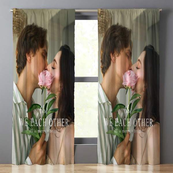 1pc Custom Photo Curtains, Personalized Curtains With Photo And Text, Curtains Photo Collage, Custom Dog Curtains, Personalized Dog Curtainss, Personalized Throws Curtains, For Anniversaries, For Mother's Day, For Valentine's Day, For Birthdays, For Children's Day, For Father's Day, For Graduation, For Weddings, For Christmass, For Housewarming Tea Room, Bedroom, Living Room, Bathroom