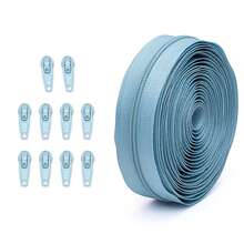 20种颜色，#3尼龙拉链，1套（177.16英寸/450厘米/5码拉链+10个配套拉链头），多种颜色可选，可剪裁成任意长度，适用于服装、家纺、箱包、玩偶 - 彩色 - 查看 14