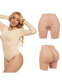 Butt And Hip Enhancing Silicone Panty, Natural Looking Unisex Thickened Sexy Padded Buttock Underwear, Faux Butt Shaping Tights, Crotch-Less Shorts, Seamless Silicone Shapewear Faux Panty
