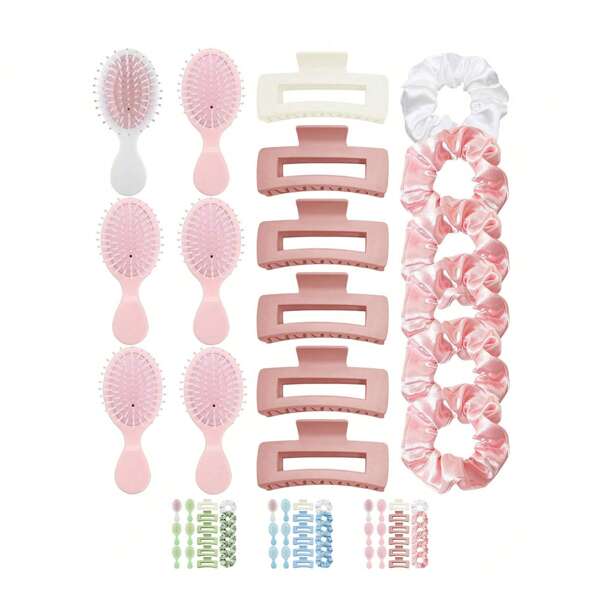 18pcs/Set Wedding Bridesmaid Proposal Gifts 6 Scrunchies 6 Square Hair Claws 6Hair Brush For Wedding Bachelorette Party Favors