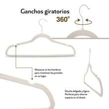 ANDROMEDA INC Set 50 piezas ganchos perchas para ropa terciopelo antideslizantes ahorrar espacio closet organizador resistente ganchos prendas delicadas ropa colgar no resbala multiusos hogar - Beis - Ver 4