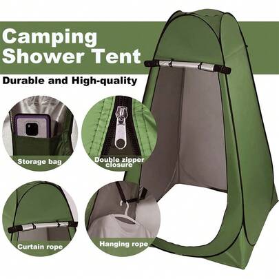 Pop Up Changing Tent/Camping Shower Tent With Window Portable 150 X 150 X 190cm Army Green