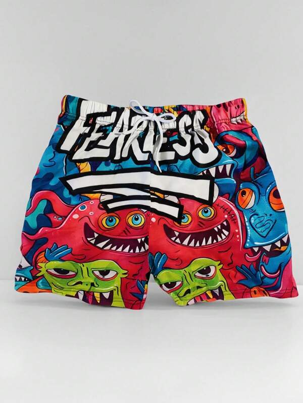 Pantalones cortos de poliéster de secado rápido con cordón en la cintura, transpirables, aptos para calle, vacaciones, playa, deportes, diseño de anime