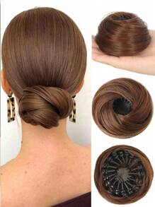 合成发髻，合成接发，优雅女士发髻，接发 - 10 厘米（4 英寸）可延伸合成发，带夹子，耐热纤维，适合所有发质，安全可调节设计，适合所有女性日常穿着和派对发饰 - 彩色 - 查看 12