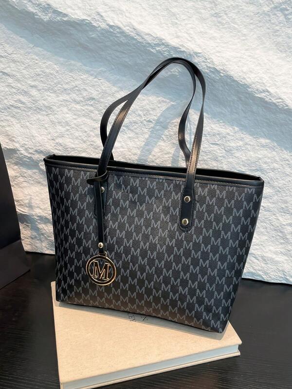 1 szt. Biała, vintage'owa, kwiatowa, dekoracyjna torba na ramię z metalowymi okuciami i PU, duża pojemność, damska torba na ramię (metalowy wisiorek po lewej/prawej stronie, losowo, nieumocowany)