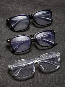 1pc Unisex Round Frame Y2K Futuristic Clear Lens Glasses - Multicolor - View 19