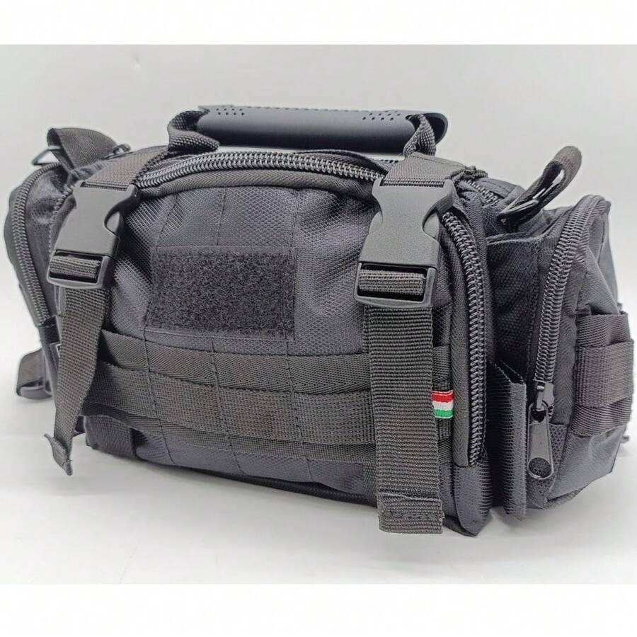 Bolsa Tactica 3 en 1, Racionera, Bolsa Lateral Cangurera y De mano, Bolsa con Sistema Molle - Negro - Ver 1