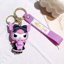 Sanrio 1pc Sanrio Kuromi Silicone Keychain Pendant, Cartoon Cute Bag Keychain Pendant Small Gift,