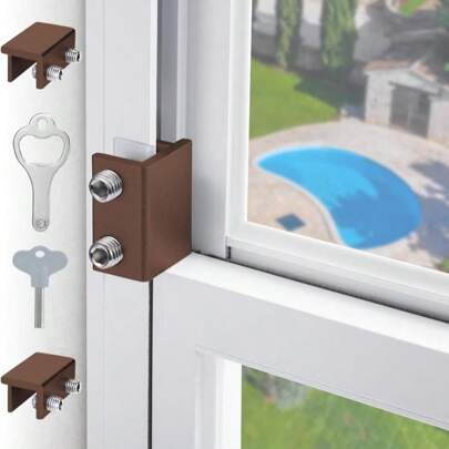 Sliding,Window Locks For Horizontal Sliding Windows,Window Security Lock With Key,Adjustable Aluminum Easv To Install Window Stopper,Window Locks For Up And Down Windows (12 Sets Silver)