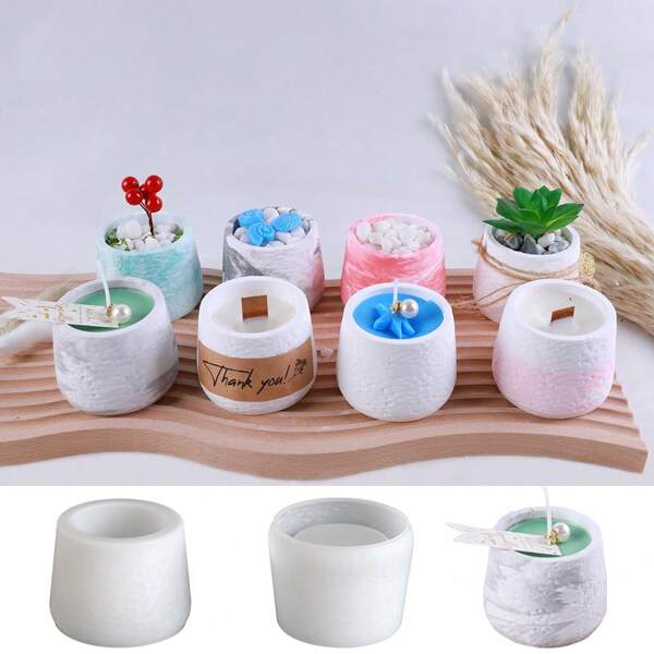1pc Taper Candle Cup Silicone Mold, Moon Texture Modeling Cement Plaster Resin Casting Home Decoration, Window Sill Potted Plant, Succulent Tablescape, For DIY Christmas And Easter Candle Holders, Creative Gifts, Crafts Molds