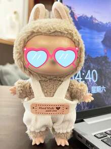 Clothes Only For Labubu 17cm Blind Box 1st/2nd Generation Hanging Charm Sitting Series Doll Outfit, Plaid Skirt And Headband Set