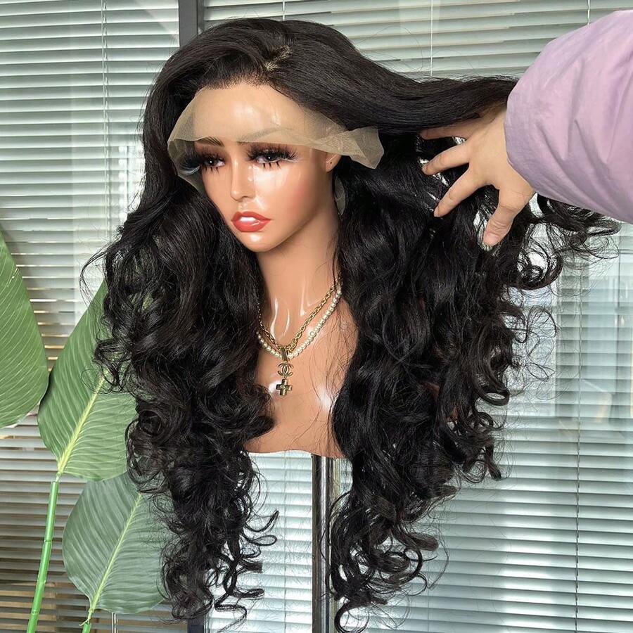 13x4 Lace Front Wigs Human Hair Body Wave HD Lace Front Wigs Human Hair Pre Plucked With Baby Hair Natural Color Human Hair Lace Frontal Wigs For Women - Natural Black - Xem 1