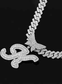 2 pièces Pendentif lettre papillon scintillant pour femmes, chaîne en alliage de zinc plaquée de rhinestones AAA chatoyants. Bijou parfait pour les fêtes, anniversaires, Noël, la Saint-Valentin et le port quotidien - Idée de cadeau pour maman, Fête des mères