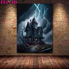 1pc/3PCS All Art Posters Optional Frames Halloween Abandoned Churches And Haunted Houses Vintage Wall Art Canvas Painting Gothic Architecture Horror Art Poster Printing Home Decoration Halloween Decor Fall Decor Room Decor