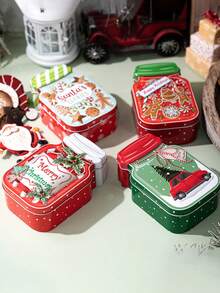 1/2 hộp quà tặng bằng kim loại tinh xảo, hộp đựng kẹo Giáng sinh, thiết kế họa tiết người bánh gừng đầy màu sắc, thích hợp để trang trí Giáng sinh, hộp quà, quà tặng Giáng sinh, đồ dùng tiệc tùng, túi đựng kẹo, đồ trang trí tiệc tùng, kẹo, giỏ quà, hộp đựng bánh quy - Nhiều màu - Xem 3
