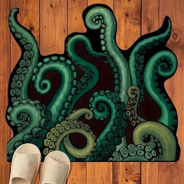 Alfombra de baño con tentáculos de Cthulhu, alfombra de baño con diseño gótico de pulpo, alfombra antideslizante y absorbente para bañera, ducha, dormitorio, sala de estar y entrada. Regalo y decoración única para jugadores de juegos de rol de mesa, fans de H.P. Lovecraft y entusiastas marítimos.