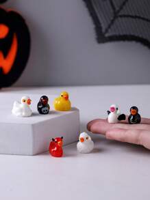 10Pcs Random Color Mini Resin Halloween Decorations - DIY Desktop Small Ornaments, Includes Skull, Ghost, Castle, Bat, Grim Reaper & Duck Figures, Ideal For Home Decor, Perfect For Desktop Display And Party Favors