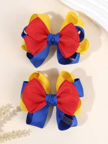 2 pezzi di fermagli per capelli a fiocco per ragazze per il ritorno a scuola, mollette colorate per capelli in alligatore, fermagli per capelli con nastro gros grain, fiocchi per code di cavallo per ragazze, accessori per capelli adatti per la prima giornata di scuola, la stagione della laurea e l'uniforme scolastica, accessori per capelli per studenti in classe e adolescenti