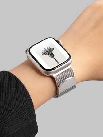 1 件男女通用磁性网状表带，兼容 Series 11 10 9 8 SE 7 6 5 4 3 2 1 Ultra 3 2 1，兼容 40mm 44mm 45mm 49mm 46mm 41mm 42mm 38mm，可拉伸运动腕带，轻质透气智能表带，带磁性扣合