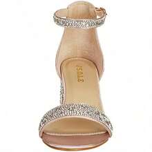 Women's Sparkly Open Toe Low Block Heel Rhinestone Dress Sandals Wedding Shoes For Bride - 12 - View 1