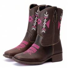 Women's Children's Cowboy Boots In Coffee Leather With Zipper - Coffee Brown - View 3