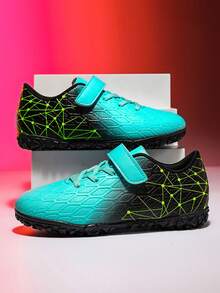 1双儿童PU皮耐磨防断钉防滑专业儿童足球鞋适合所有季节日常锻炼 - 青碧色 - 查看 4