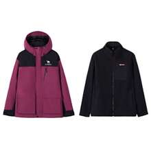 CAMEL CROWN Chaqueta de esquí 3 en 1, chaqueta de montañismo cálida, equipo impermeable para excursiones de nieve - Púrpura de arrayán Phantom Black - Ver 2