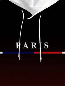 Sudadera con capucha casual de manga larga con cordón, estampado en 3D de degradado rojo y negro de París, para otoño