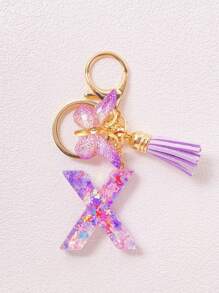 Alphabet Initial Letter Keychain Cute Butterfly Key Chain Ring Purse Bag Backpack Charm Earbud Case Cover Accessories Women Girls Gift Car Accessories Goth Y2k