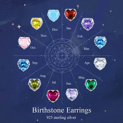 1 paar authentieke 925 sterling zilveren hartvormige geboortesteen oorbellen 6 mm 0,84 karaat oorbellen voor vrouwen fijne sieraden verjaardagscadeau