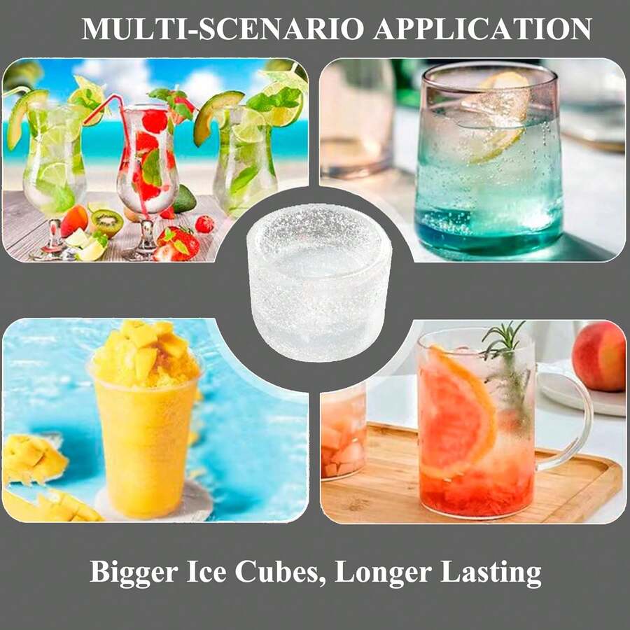 Silicone Ice Tray Set Designed For - Fits 20-40 Oz Glass And Cups, Upgraded With 4 Compartment Silicone Cylinder Ice Molds, Multipurpose Ice Tray For Various Beverages,7798481 - 灰色 - 查看 1