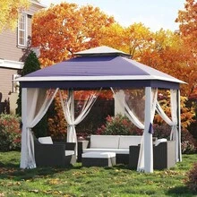mteryoing 11x11FT Pop Up Canopy Tent With Mosquito Net,Waterproof & UV Resistant Outdoor Gazebo Canopy , Easy Setup Shelter For Patio,Backyard,Garden, And Events - Navy Blue - View 3