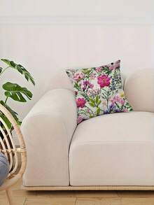 1/2/4 szt. nowoczesnych poszewek na poduszki z kwiatowym wzorem, tkanina poliestrowa, pranie ręczne, zapięcie na suwak, druk płaski 2D, 17,7" x 17,7" - cyfrowo drukowane liście roślin i kwiaty, odpowiednie na sofę, do salonu i sypialni - wkładka do poduszki nie jest dołączona - Wielokolorowe - Zobacz 4