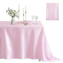 1 PC Ruisita Satin Party Table Cover Wedding Rectangle Bright Silk Smooth Fabric Tablecloth Decor For Wedding Banquet Christmas Party Table Decoration,