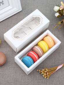 5件/10件马卡龙盒、饼干盒、白色牛皮纸礼品盒适用于蛋糕、饼干、馅饼、甜甜圈