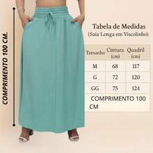 Saia Longa Feminina com Bolsos e Cós Alto – Verde Menta, Tecido Leve, Casual Elegante - Azul celeste - Visão 5