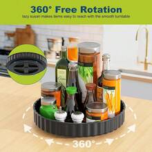 3PCS Lazy Susan Organizer, Rotating Spice Rack Turntable For Cabinet Pantry Tray - Black - View 2
