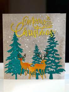 [Christmas]1pc Christmas Tree Metal Die Cuts Mountain Forest Cut Stencils Pine Tree Plant Merry Christmas Cutting Dies For Holiday DIY Scrapbook Embossing Album Photo Paper Card Craft Festival Decor