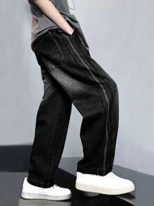 Tween Boy Fashion Casual Distressed Denim Jeans - Black - View 3